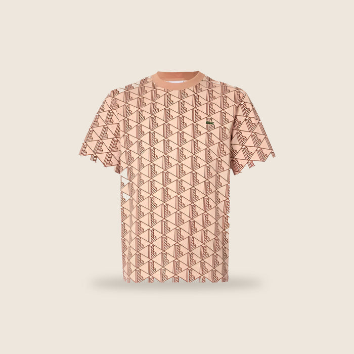 Tee-shirt Lacoste — Rose poudré monogramme