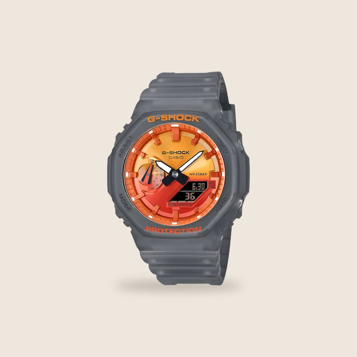 Casio G-Shock GA-2100 — Gris cadran orange